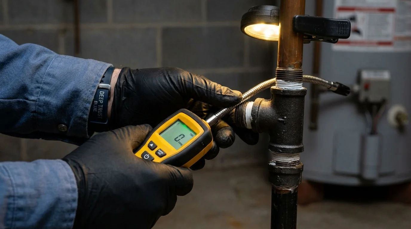 Gas leak detection with electronic sniffer by Johns Plumbing LLC in Geneva