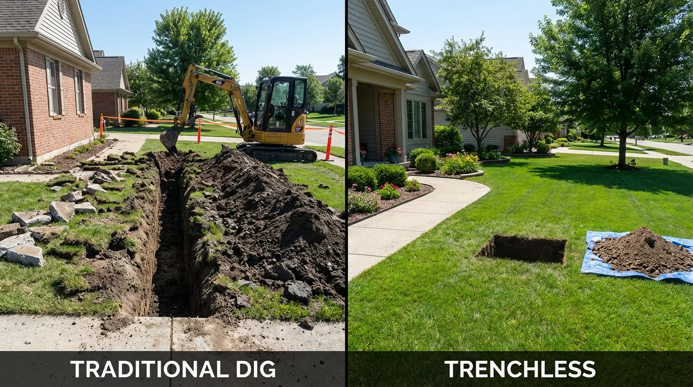 Trenchless sewer repair with minimal yard damage versus traditional excavation in Geneva, FL